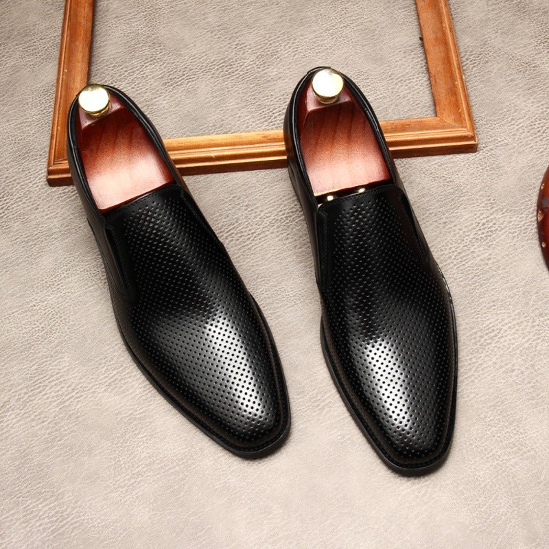 Men's Perforated Dress Shoes: Stylish Pointed Toe Wedding Loafersyes