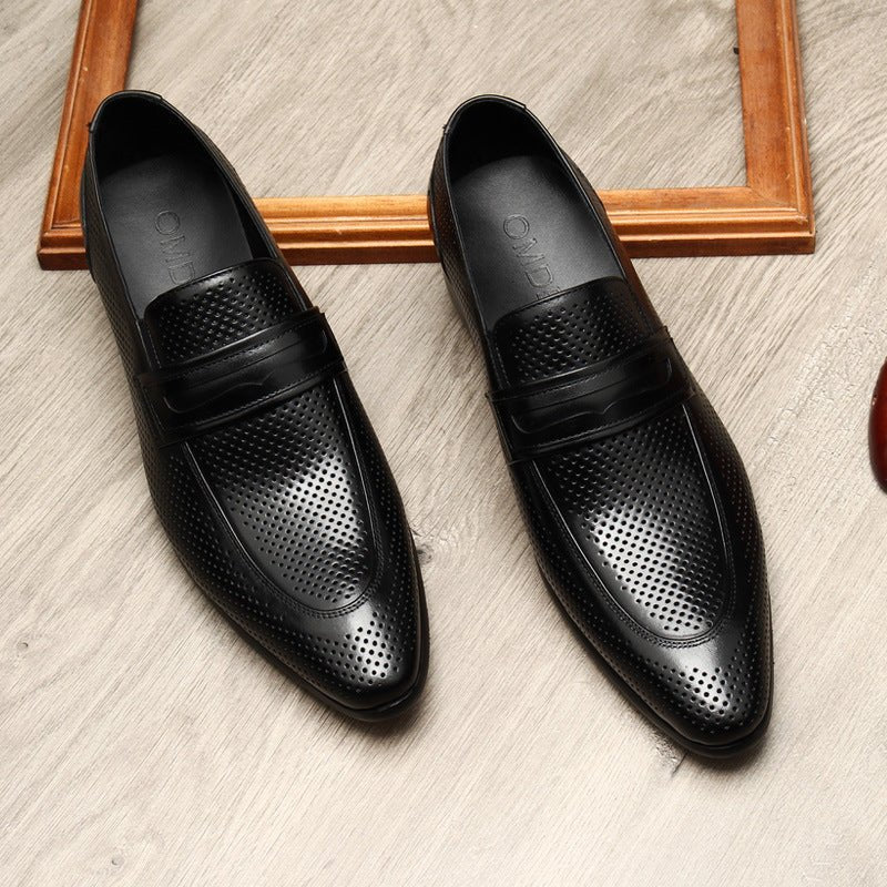 Men's Perforated Dress Shoes: Stylish Wedding Penny Loafersyes