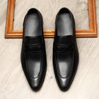 Men's Perforated Dress Shoes: Stylish Wedding Penny Loafersyes