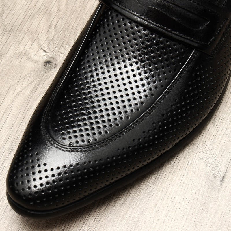 Men's Perforated Dress Shoes: Stylish Wedding Penny Loafersyes