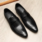 Men's Perforated Dress Shoes: Stylish Wedding Penny Loafersyes