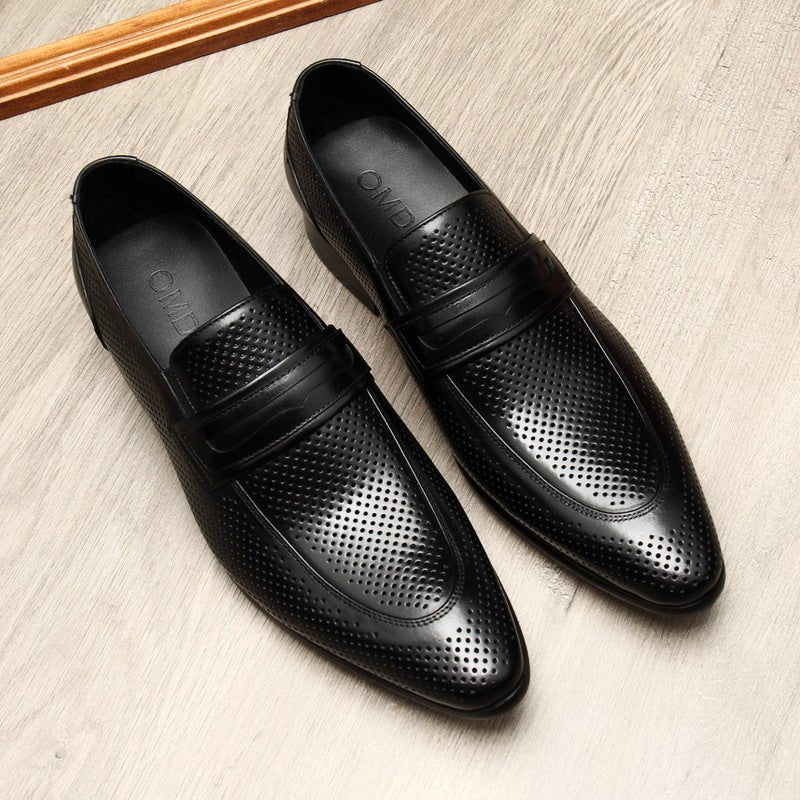 Men's Perforated Dress Shoes: Stylish Wedding Penny Loafersyes