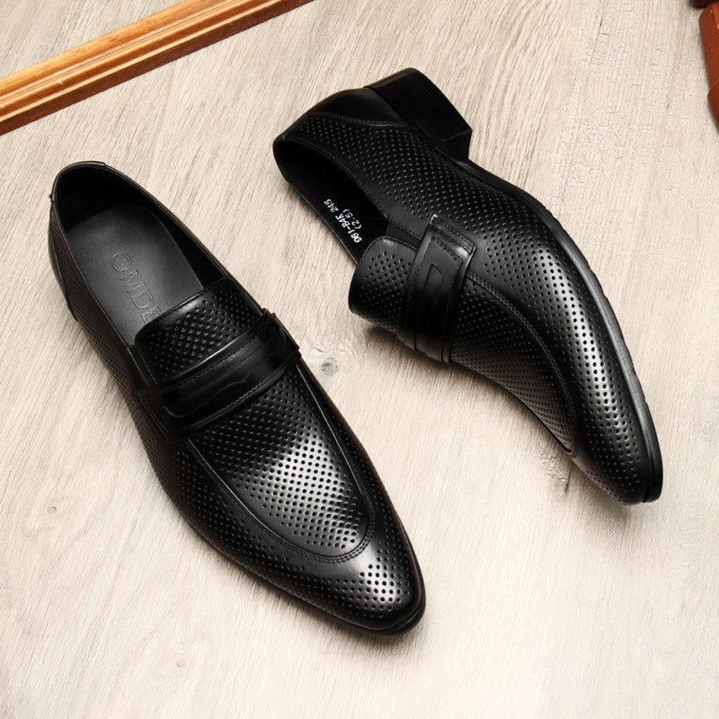 Men's Perforated Dress Shoes: Stylish Wedding Penny Loafersyes