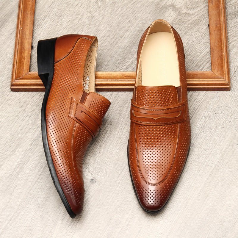Men's Perforated Dress Shoes: Stylish Wedding Penny Loafersyes
