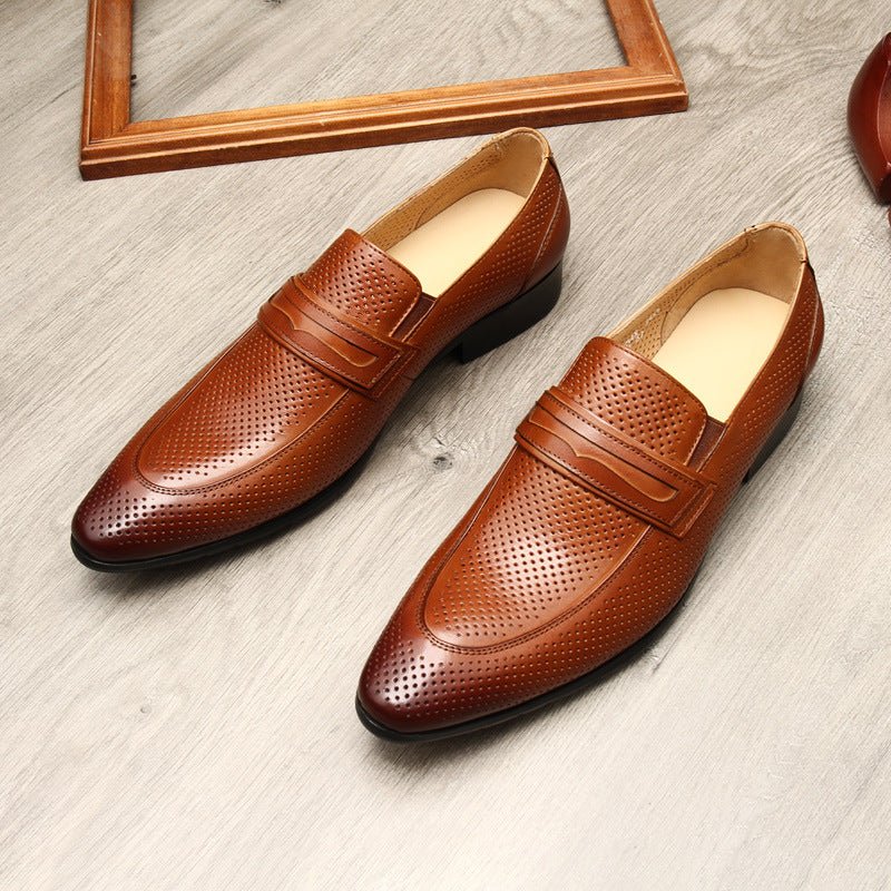 Men's Perforated Dress Shoes: Stylish Wedding Penny Loafersyes