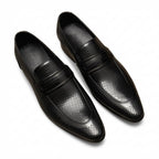 Men's Perforated Dress Shoes: Stylish Wedding Penny Loafersyes