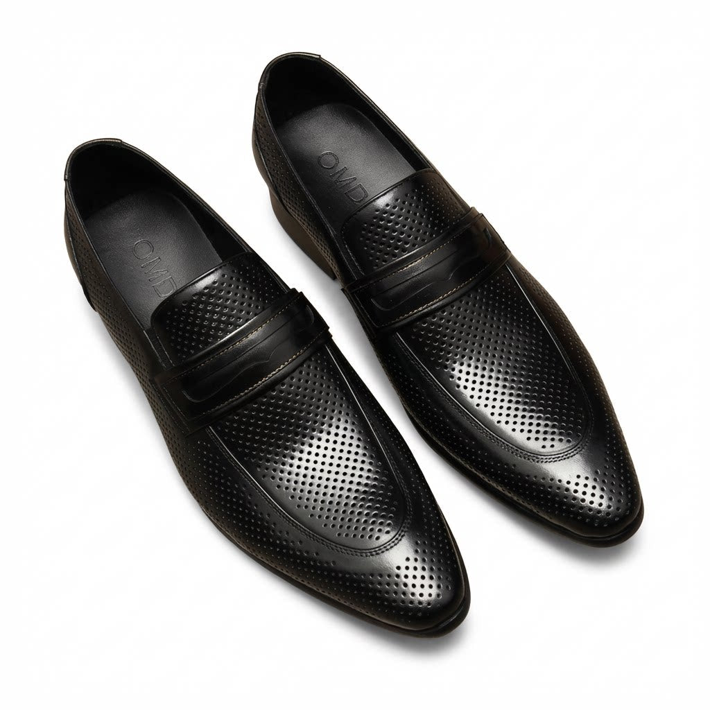 Men's Perforated Dress Shoes: Stylish Wedding Penny Loafersyes