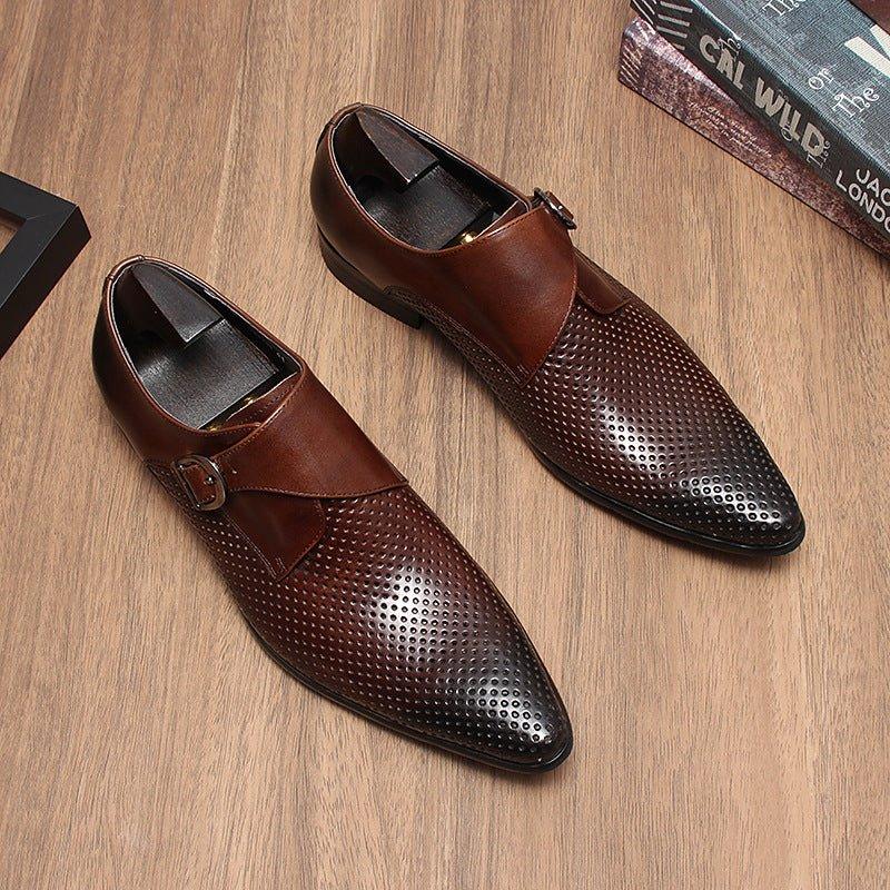 Men's Perforated Monk Strap Shoes: Fashion Gala Wedding Dress Shoesyes