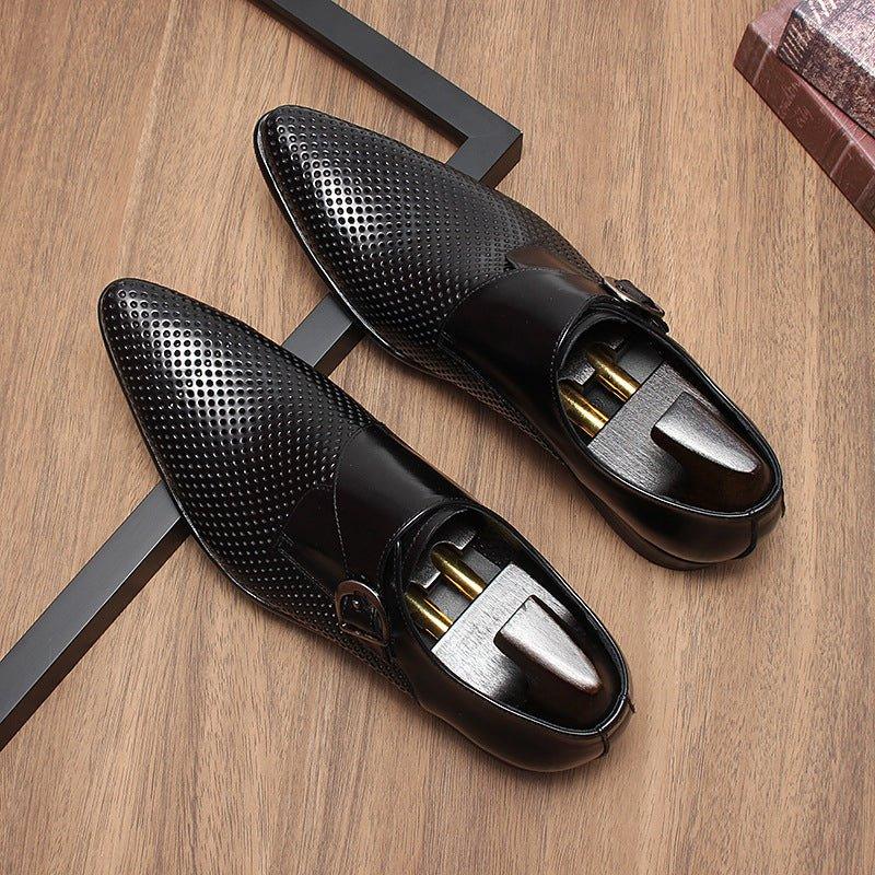 Men's Perforated Monk Strap Shoes: Fashion Gala Wedding Dress Shoesyes