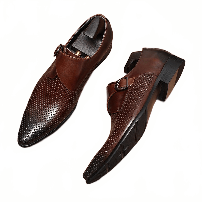Men's Perforated Monk Strap Shoes: Fashion Gala Wedding Dress Shoesyes