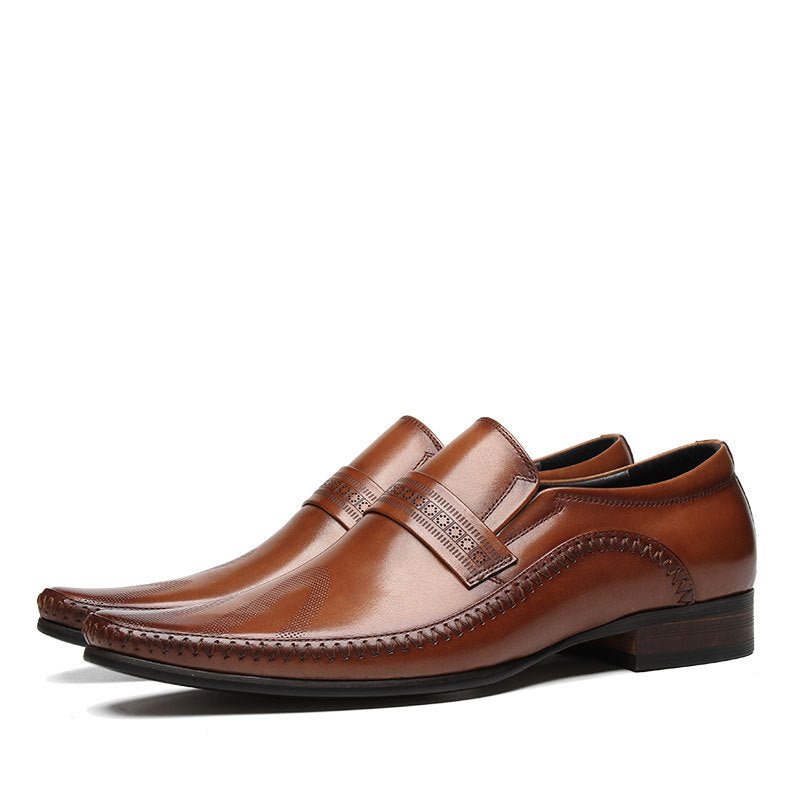 Men's Perforated Slip - On Dress Shoes: Stylish Pointed Toe Wedding Loafersyes
