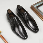 Men's Perforated Slip - On Dress Shoes: Stylish Pointed Toe Wedding Loafersyes