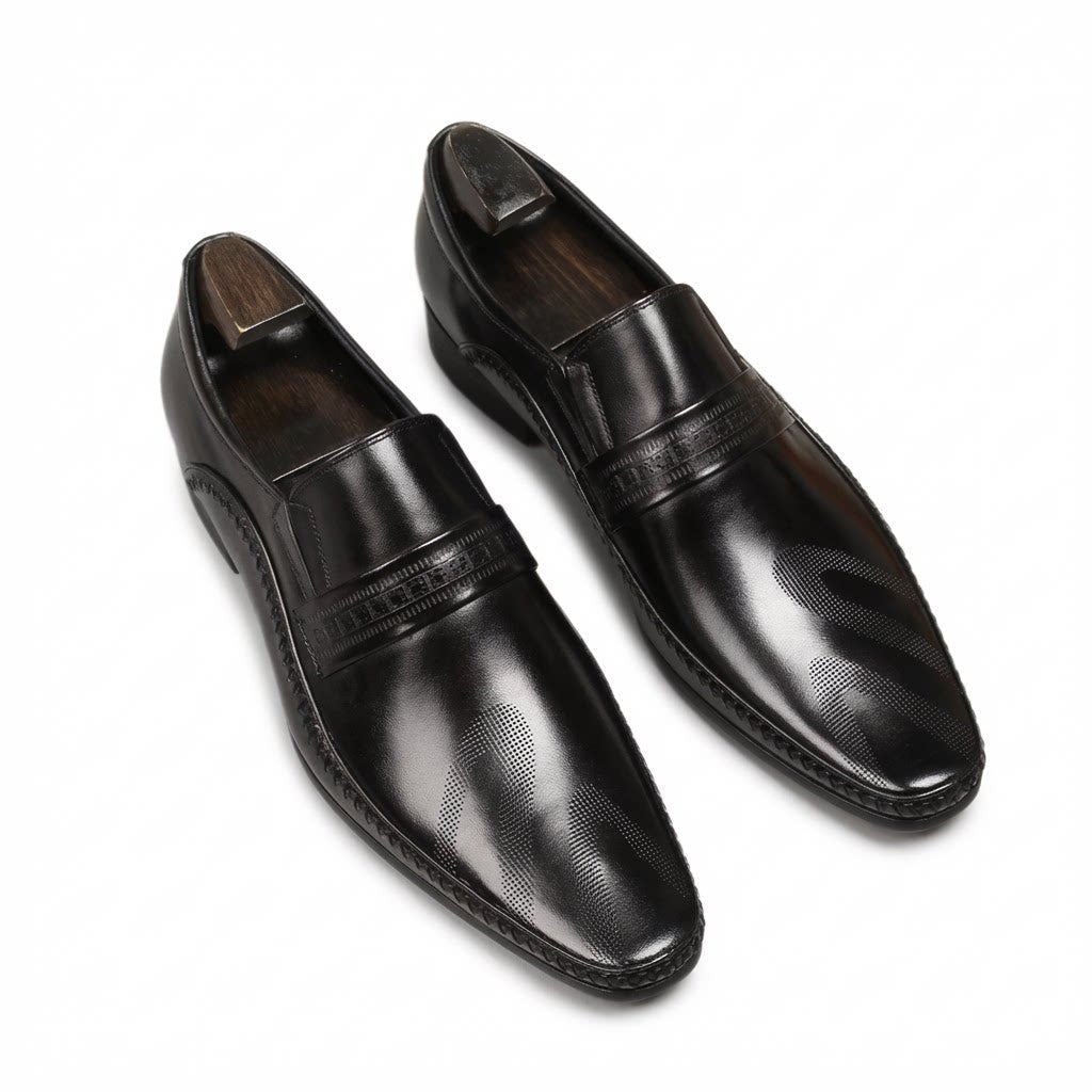 Men's Perforated Slip - On Dress Shoes: Stylish Pointed Toe Wedding Loafersyes