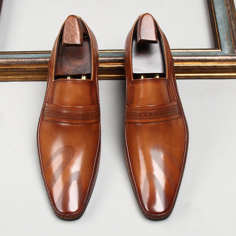 Men's Perforated Slip - On Dress Shoes: Stylish Pointed Toe Wedding Loafersyes