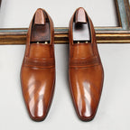 Men's Perforated Slip - On Dress Shoes: Stylish Pointed Toe Wedding Loafersyes