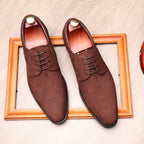 Men's Plain Toe Suede Derby: Stylish Wedding Formal Dress Shoesyes