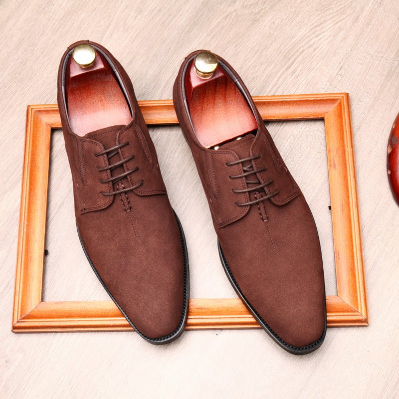 Men's Plain Toe Suede Derby: Stylish Wedding Formal Dress Shoesyes
