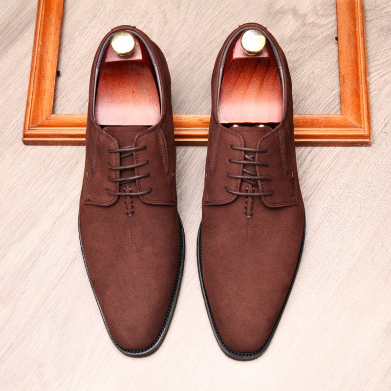 Men's Plain Toe Suede Derby: Stylish Wedding Formal Dress Shoesyes
