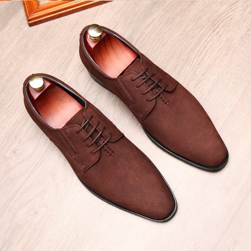 Men's Plain Toe Suede Derby: Stylish Wedding Formal Dress Shoesyes