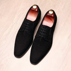 Men's Plain Toe Suede Derby: Stylish Wedding Formal Dress Shoesyes