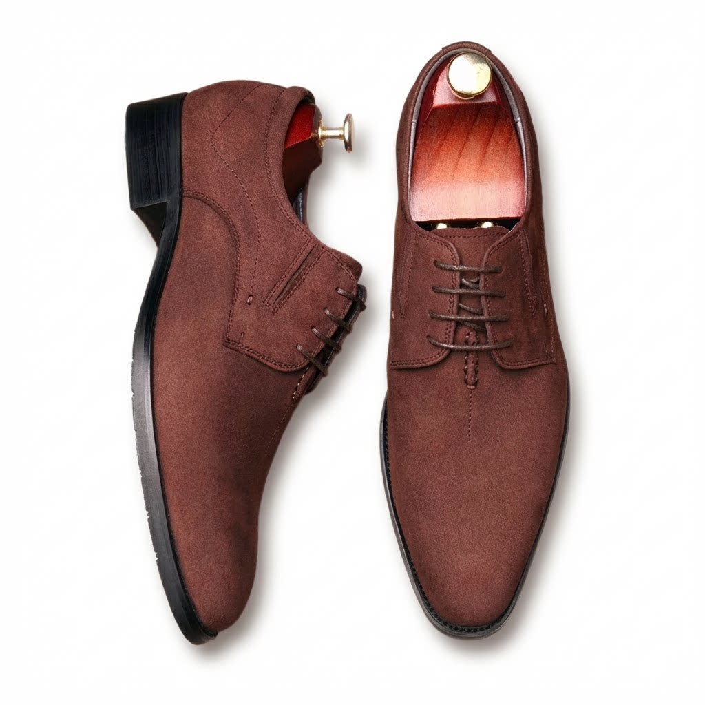 Men's Plain Toe Suede Derby: Stylish Wedding Formal Dress Shoesyes