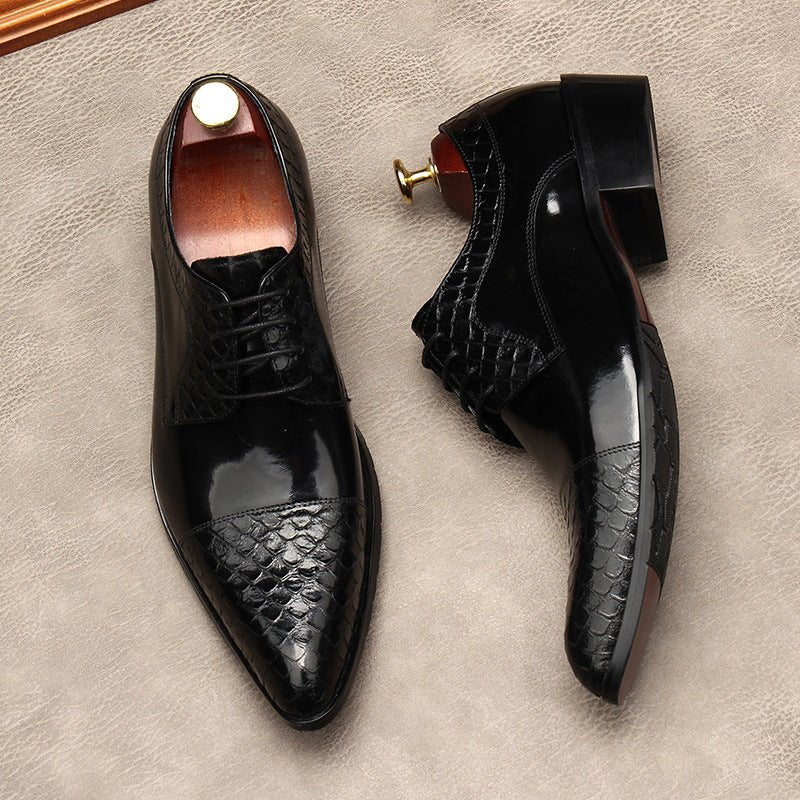 Men's Pointed Cap - Toe Derby Shoes: Stylish Wedding Formal Dress Shoesyes