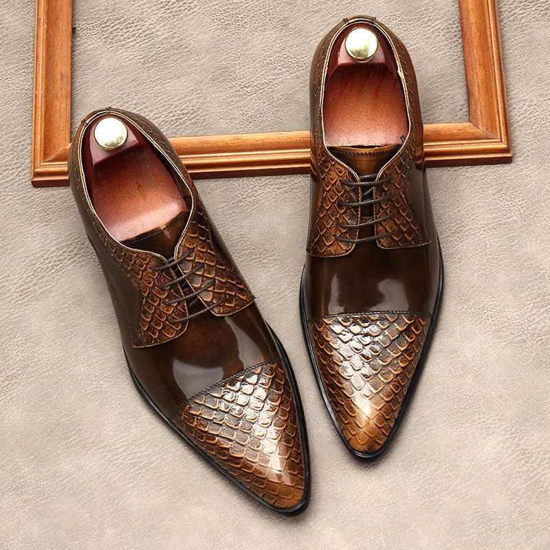 Men's Pointed Cap - Toe Derby Shoes: Stylish Wedding Formal Dress Shoesyes