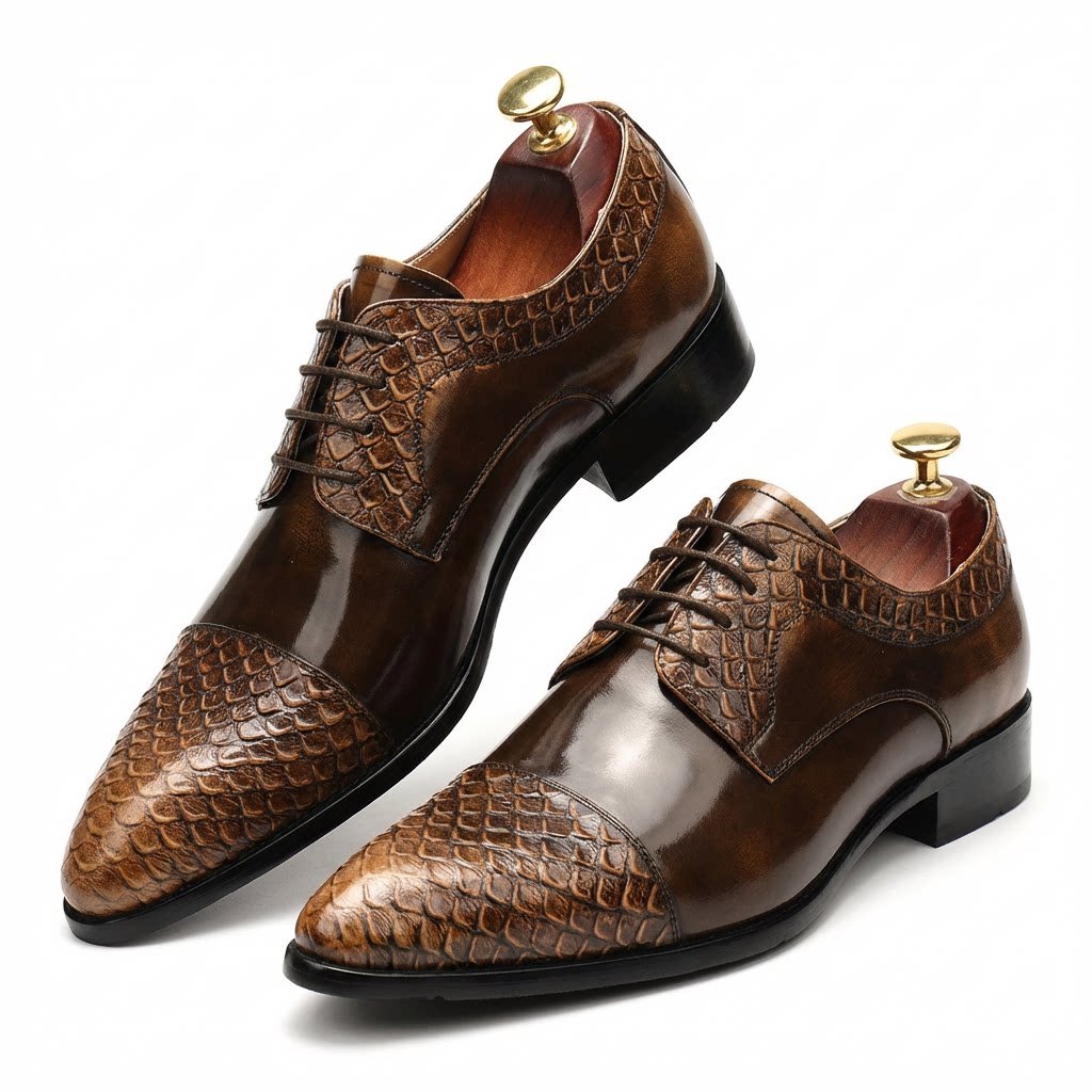 Men's Pointed Cap - Toe Derby Shoes: Stylish Wedding Formal Dress Shoesyes