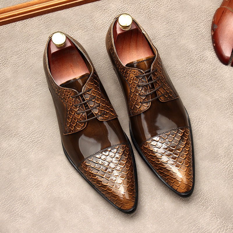 Men's Pointed Cap - Toe Derby Shoes: Stylish Wedding Formal Dress Shoesyes