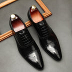 Men's Pointed Cap Toe Dress Shoes: Burnished Tan Artisan Brogue Oxfordsyes
