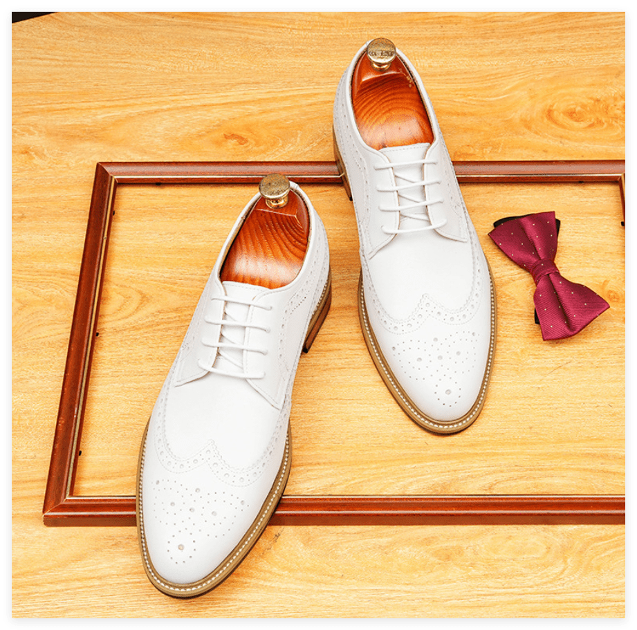 Men's Pointed Derby Dress Shoes: Fashion Brogue Formal Derby