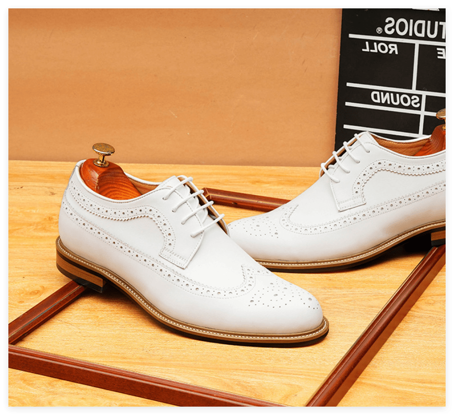 Men's Pointed Derby Dress Shoes: Fashion Brogue Formal Derby