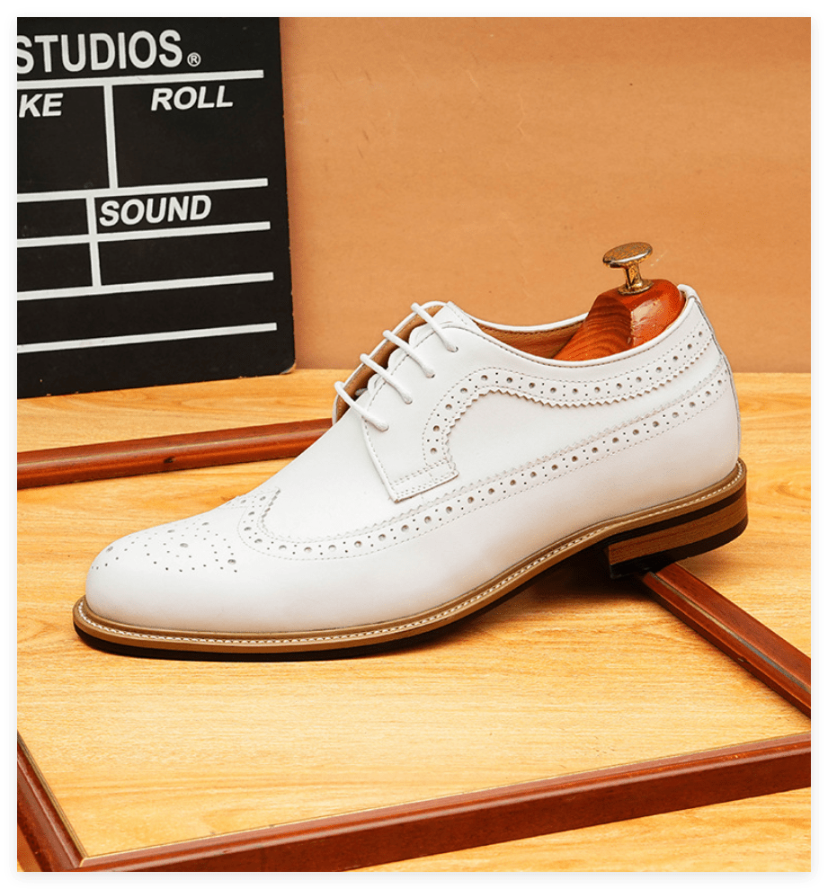 Men's Pointed Derby Dress Shoes: Fashion Brogue Formal Derby
