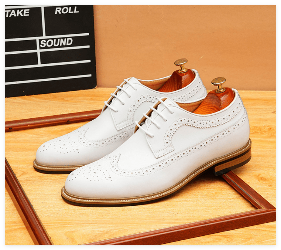 Men's Pointed Derby Dress Shoes: Fashion Brogue Formal Derby