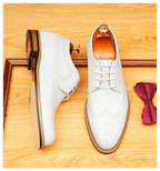 Men's Pointed Derby Dress Shoes: Fashion Brogue Formal Derby