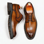 Men's Pointed Derby Dress Shoes: Fashion Chunky Sole Formal