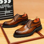 Men's Pointed Derby Dress Shoes: Fashion Chunky Sole Formal