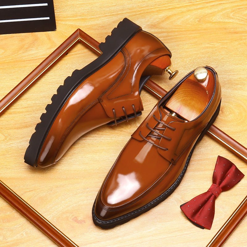 Men's Pointed Derby Dress Shoes: Fashion Chunky Sole Formal