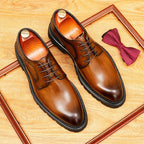 Men's Pointed Derby Dress Shoes: Fashion Chunky Sole Formal