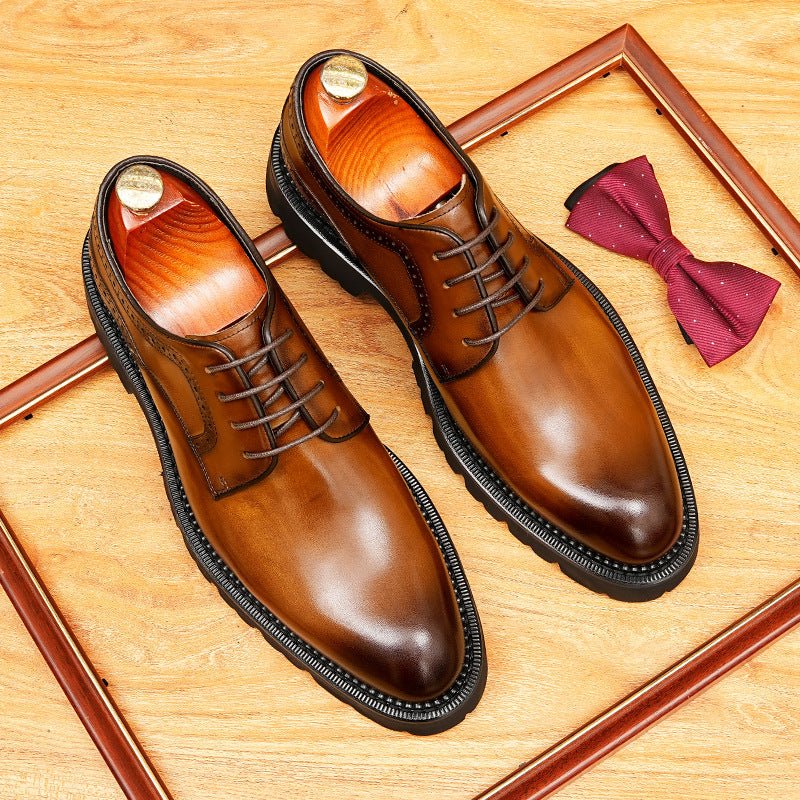 Men's Pointed Derby Dress Shoes: Fashion Chunky Sole Formal