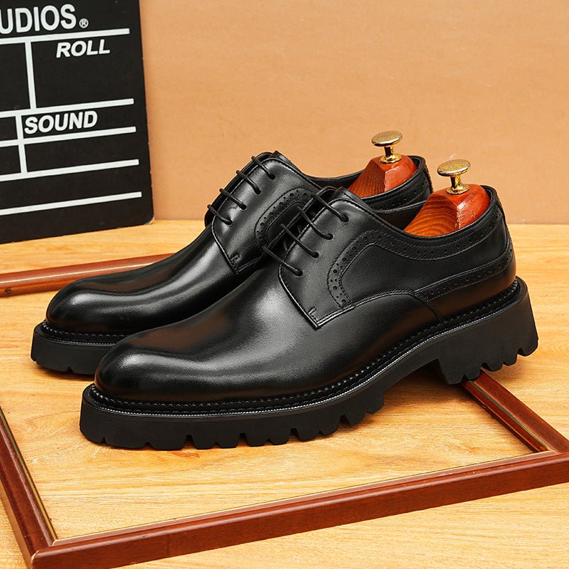Men's Pointed Derby Dress Shoes: Fashion Chunky Sole Formal