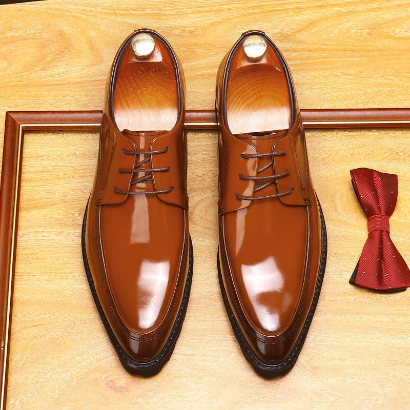 Men's Pointed Derby Dress Shoes: Fashion Chunky Sole Formal