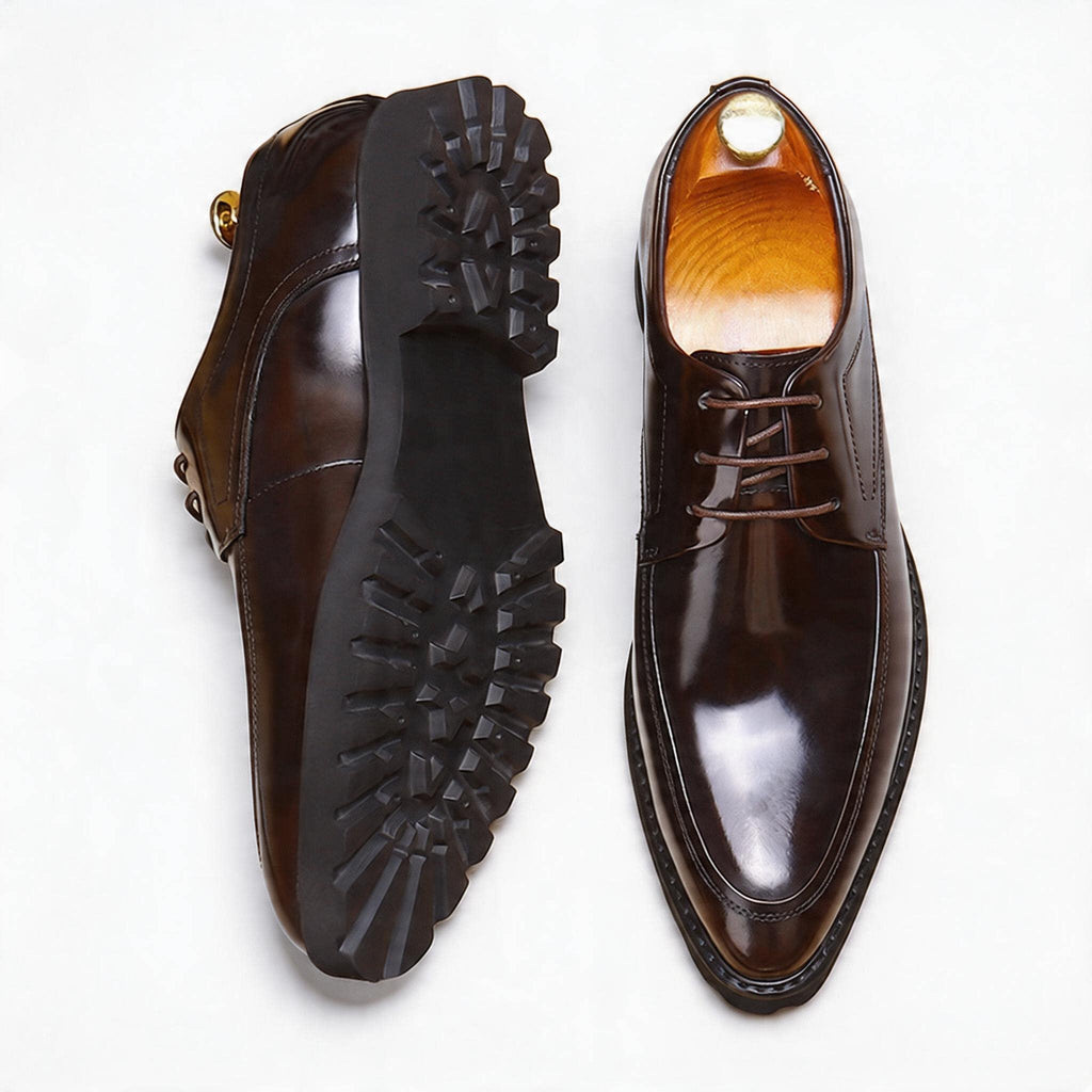 Men's Pointed Derby Dress Shoes: Fashion Chunky Sole Formal