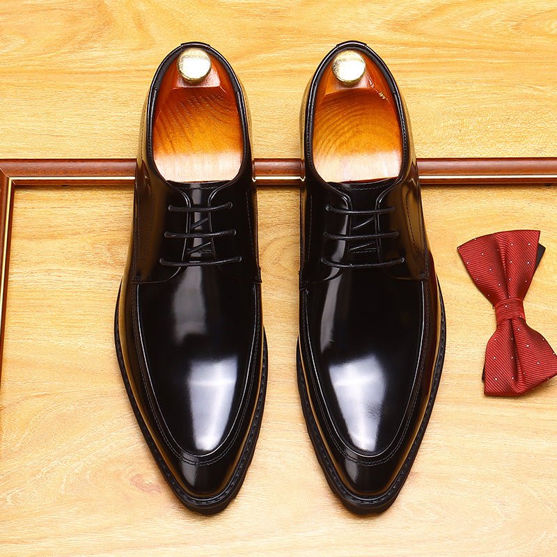 Men's Pointed Derby Dress Shoes: Fashion Chunky Sole Formal
