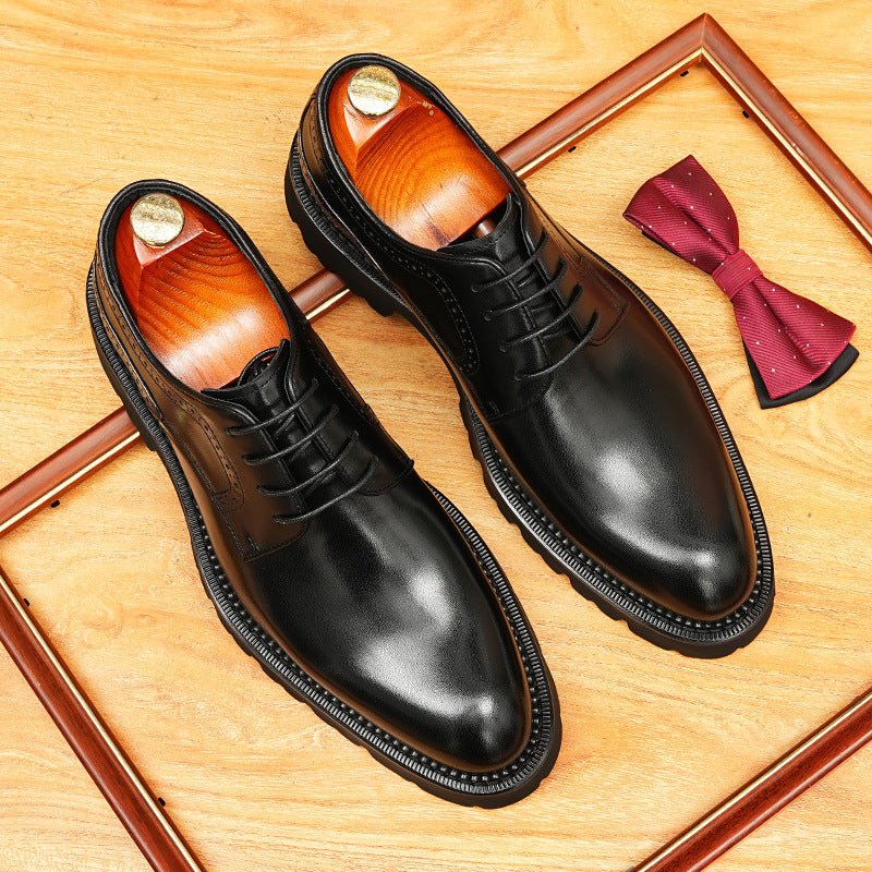 Men's Pointed Derby Dress Shoes: Fashion Chunky Sole Formal