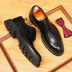 Men's Pointed Derby Dress Shoes: Fashion Chunky Sole Formal