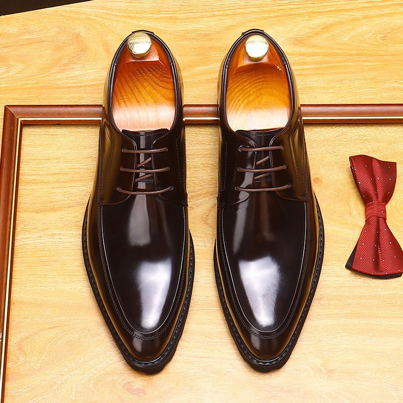 Men's Pointed Derby Dress Shoes: Fashion Chunky Sole Formal