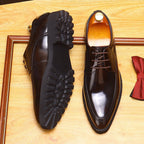 Men's Pointed Derby Dress Shoes: Fashion Chunky Sole Formal
