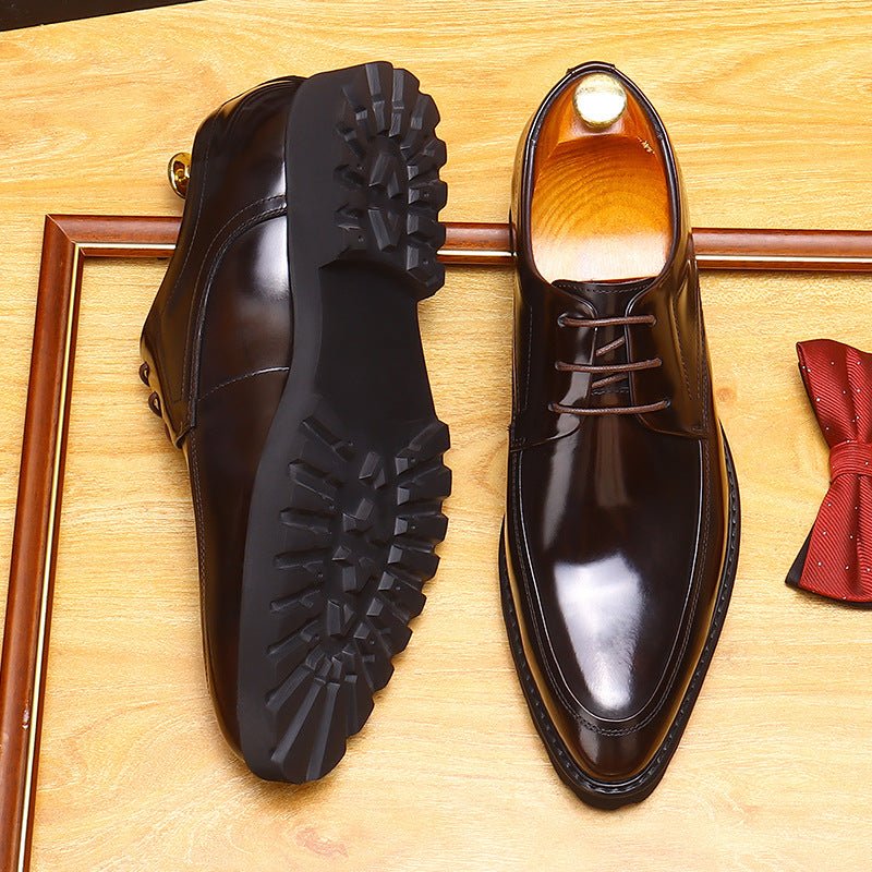 Men's Pointed Derby Dress Shoes: Fashion Chunky Sole Formal