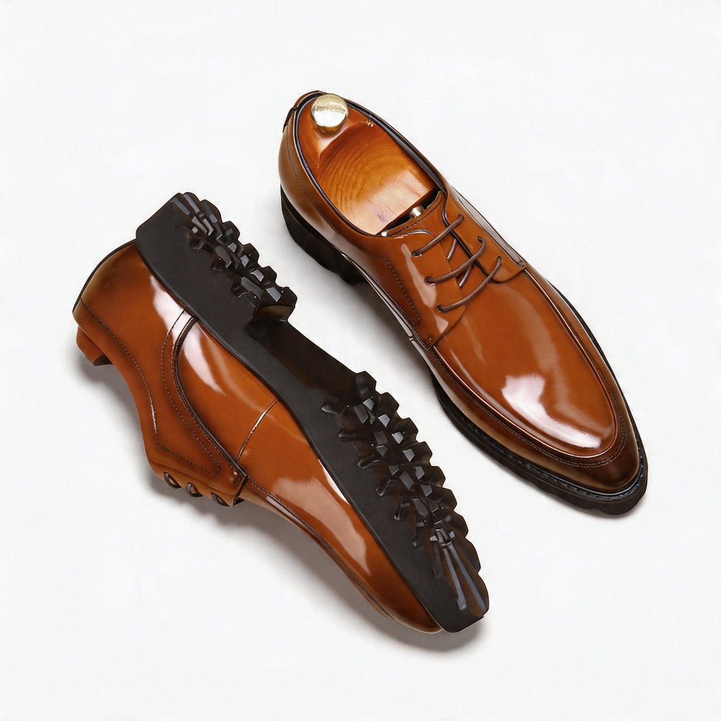 Men's Pointed Derby Dress Shoes: Fashion Chunky Sole Formal